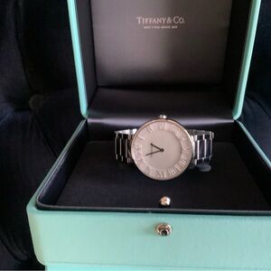 Tiffany & Co. Stainless steel bracelet Watch with pave diamonds on the number